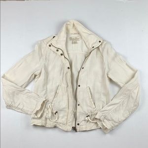Lucky Brand Cream Linen Utility Jacket, XS, Cream
